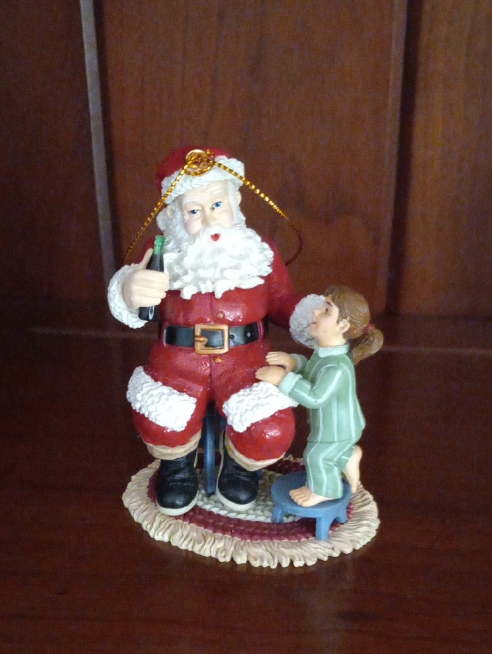 2005 Coca-Cola Santa Claus & Little Girl Christmas Ornament